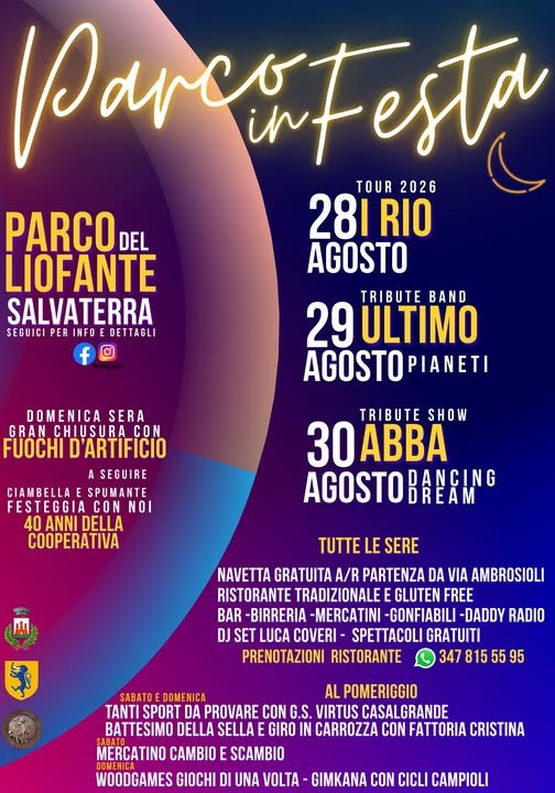 Parco in Festa – ABBA Tribute Show «Dancing Dream» e fuochi d'artificio, Salvaterra di Casalgrande, 30 Agosto 2026