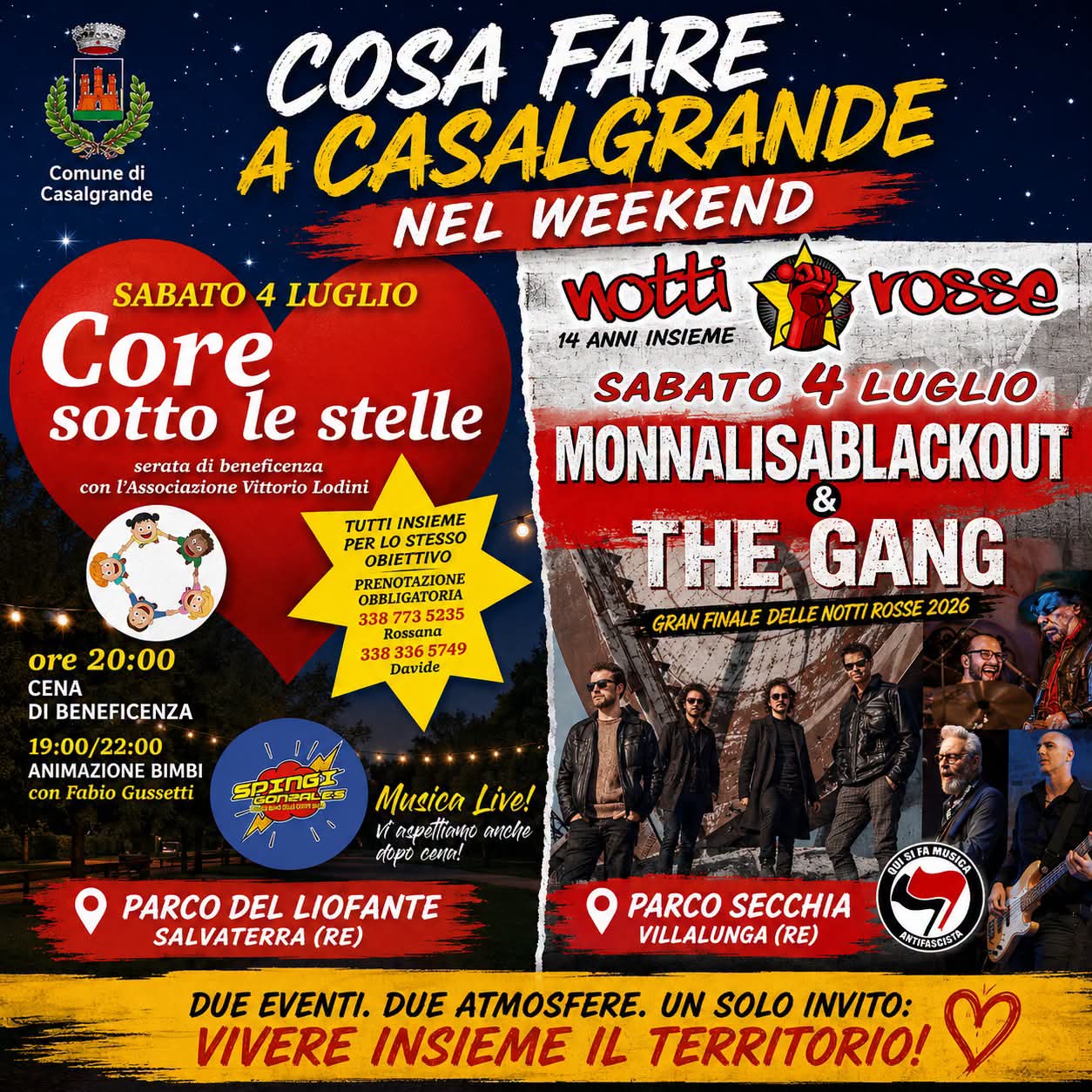 Core sotto le stelle – Cena di beneficenza, Salvaterra, 4 Luglio 2026