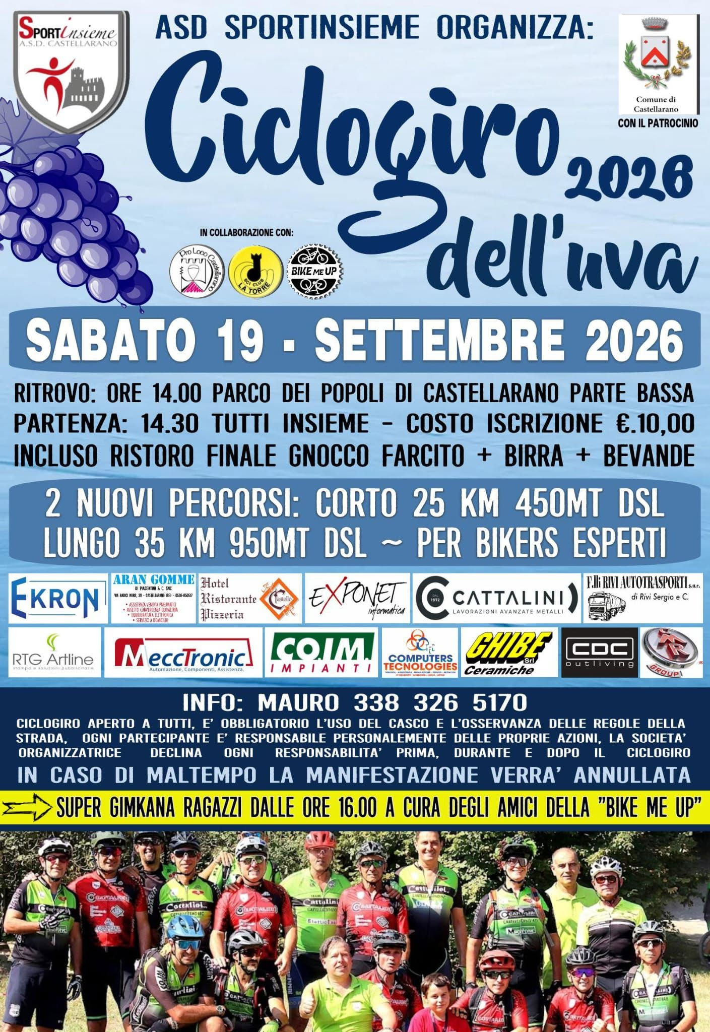 Ciclogiro dell'Uva 2026 – Pedalata sulle colline, Castellarano, 19 Settembre 2026