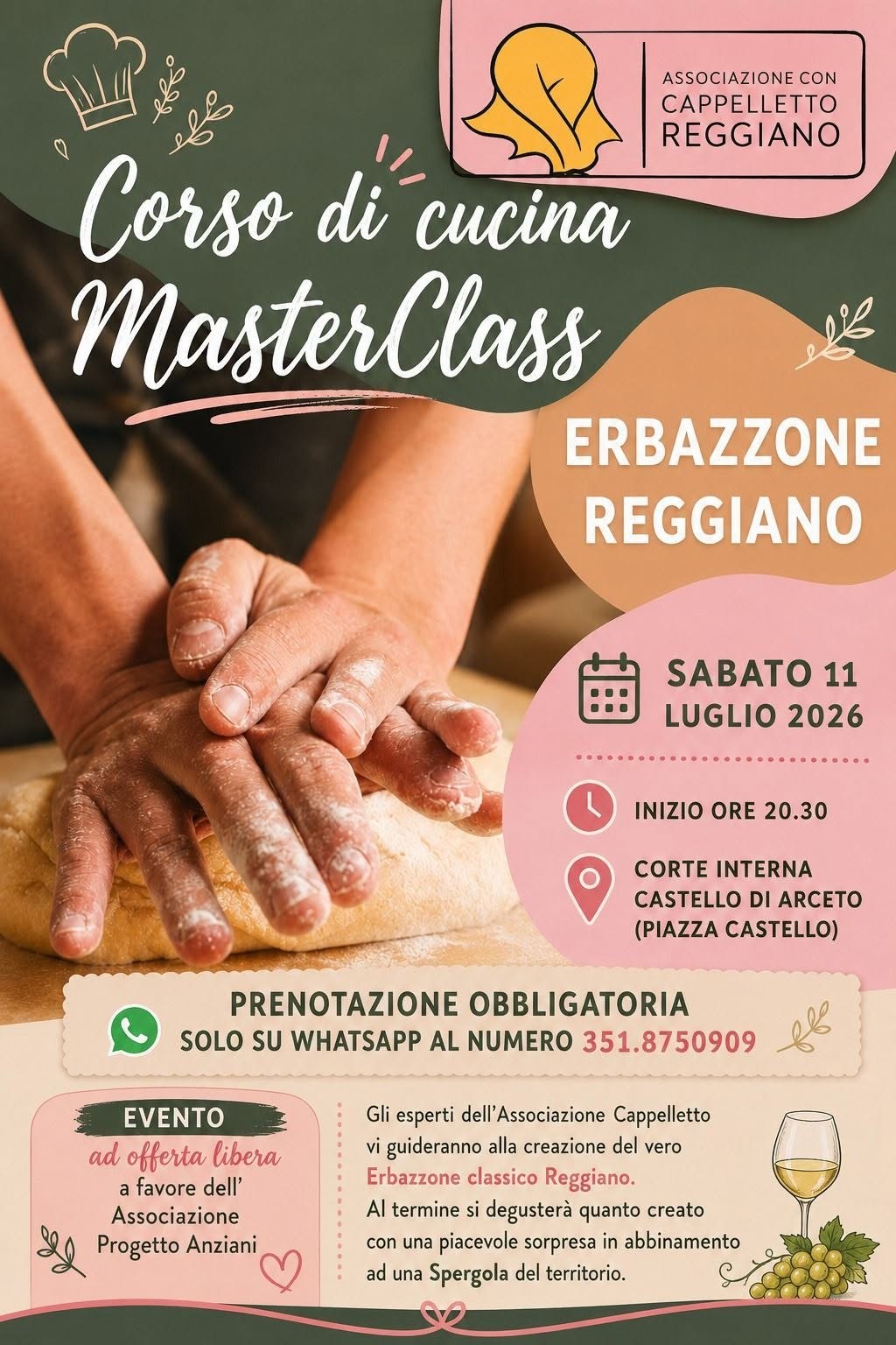 MasterClass di cucina: l'Erbazzone Reggiano – Castello di Arceto (Scandiano), 11 Luglio 2026