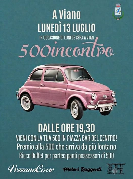 500incontro – Raduno di Fiat 500 a Viano, 13 Luglio 2026