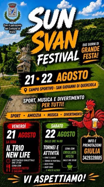 Sun Svan Festival – San Giovanni di Querciola, Viano, 21 e 22 Agosto 2026