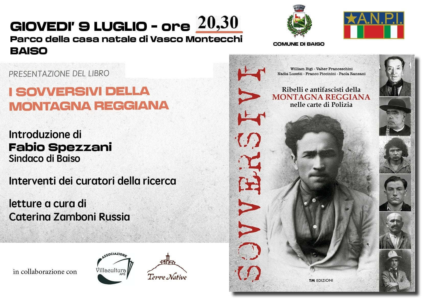 Presentazione del libro "I Sovversivi della Montagna Reggiana" – Baiso, 9 Luglio 2026
