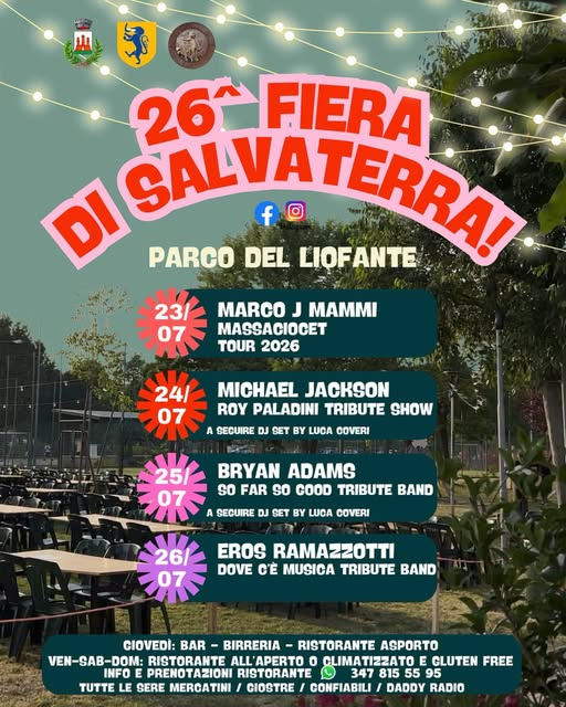 26ª Fiera di Salvaterra – Eros Ramazzotti Tribute "Dove c'è Musica", 26 Luglio 2026