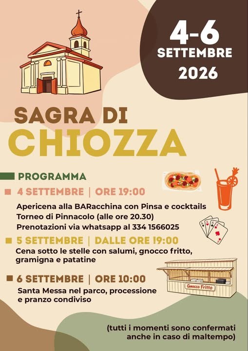 Sagra di Chiozza – Chiozza di Scandiano, 4-6 Settembre 2026