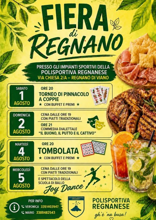 Fiera di Regnano – Cena e commedia dialettale «Il buono, il putto e il cattivo», Viano, 2 Agosto 2026