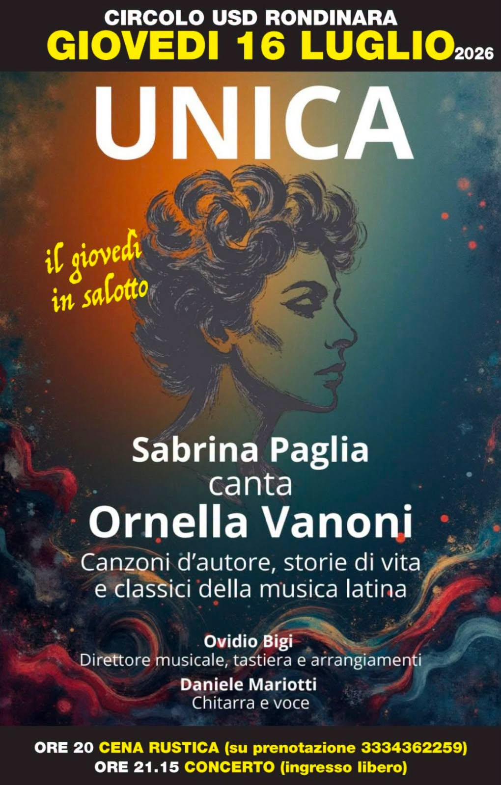 UNICA – Sabrina Paglia canta Ornella Vanoni, Rondinara, 16 Luglio 2026