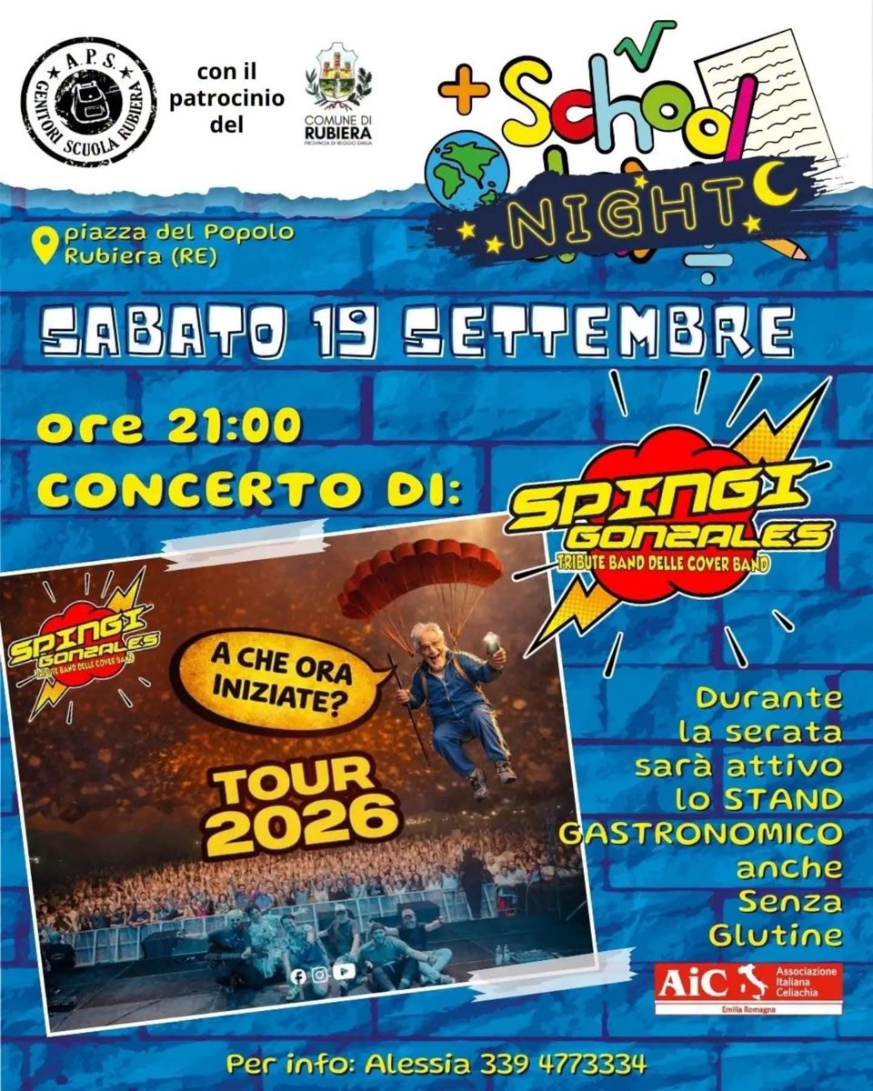 School Night – Concerto degli Spingi Gonzales, Piazza del Popolo, Rubiera, 19 Settembre 2026