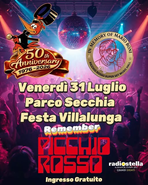 Remember Picchio Rosso – 50° Anniversario alla Festa di Villalunga, Casalgrande, 31 Luglio 2026