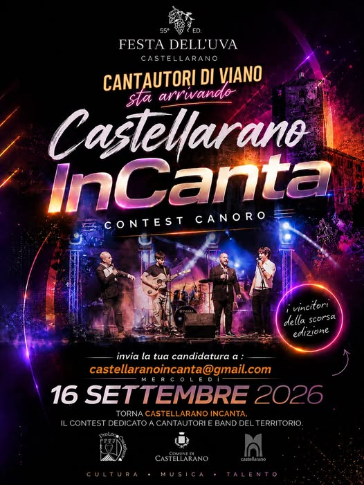 «Castellarano InCanta» – Contest canoro della Festa dell'Uva, Castellarano, 16 Settembre 2026