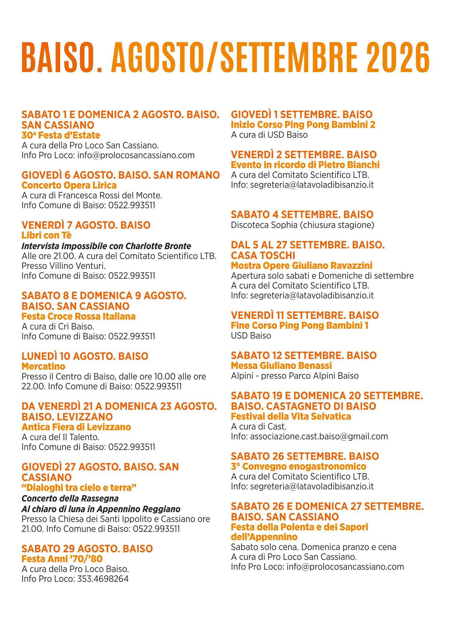 Antica Fiera di Levizzano – Baiso, dal 21 al 23 Agosto 2026
