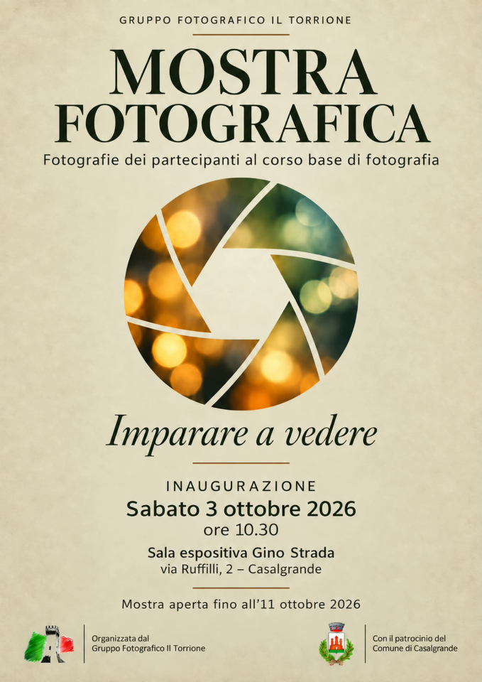 Imparare a vedere – Mostra fotografica, Casalgrande, 3 ottobre 2026