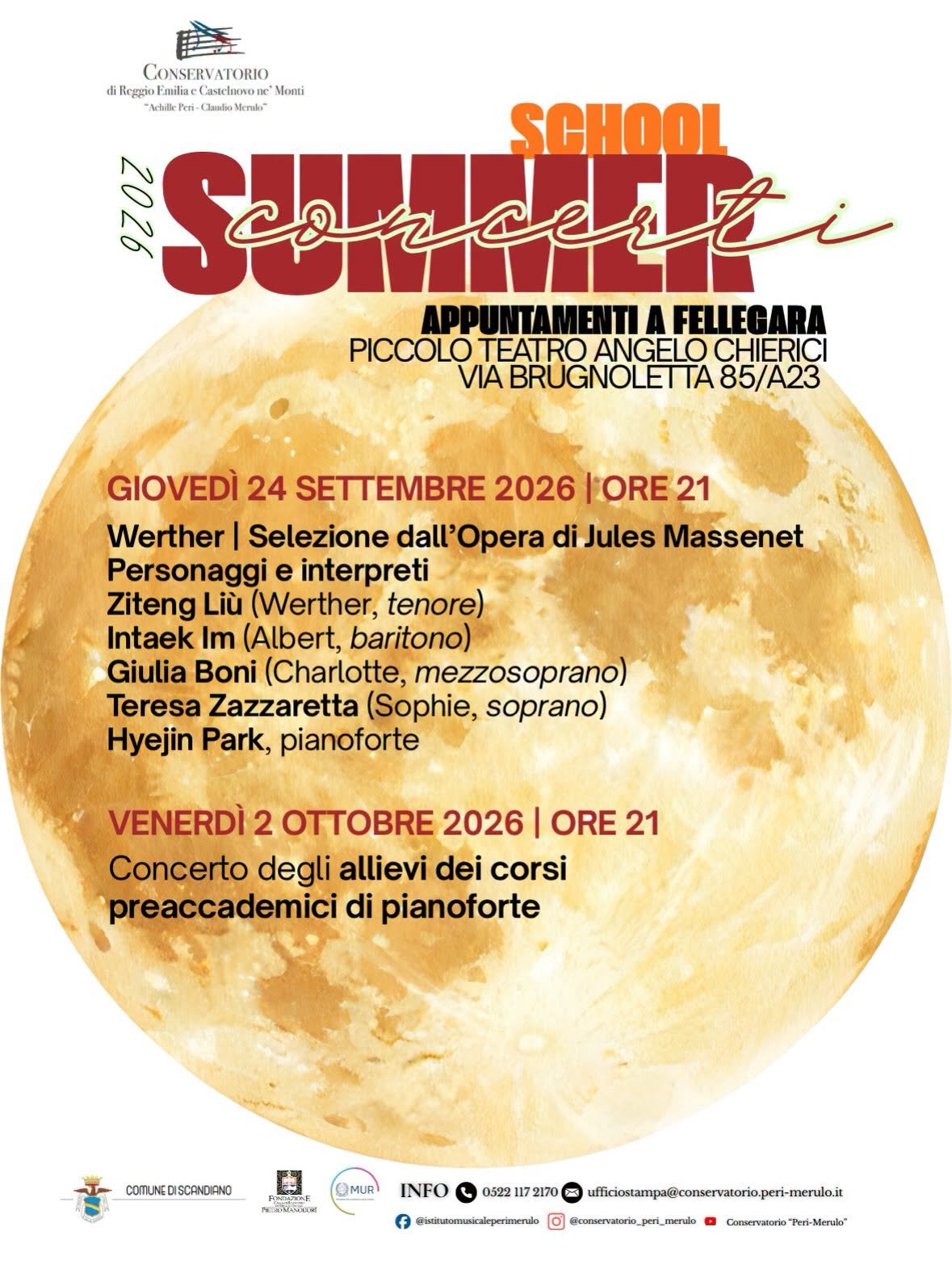 Summer School Concerti 2026 – «Werther» di Massenet a Fellegara, 24 Settembre 2026