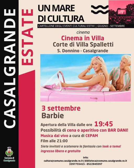 Cinema in Villa – «Barbie», Corte di Villa Spalletti, San Donnino di Casalgrande, 3 Settembre 2026