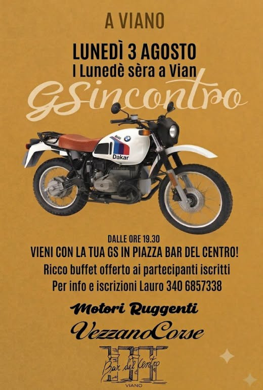 GSincontro – Raduno moto BMW GS, Viano, 3 Agosto 2026