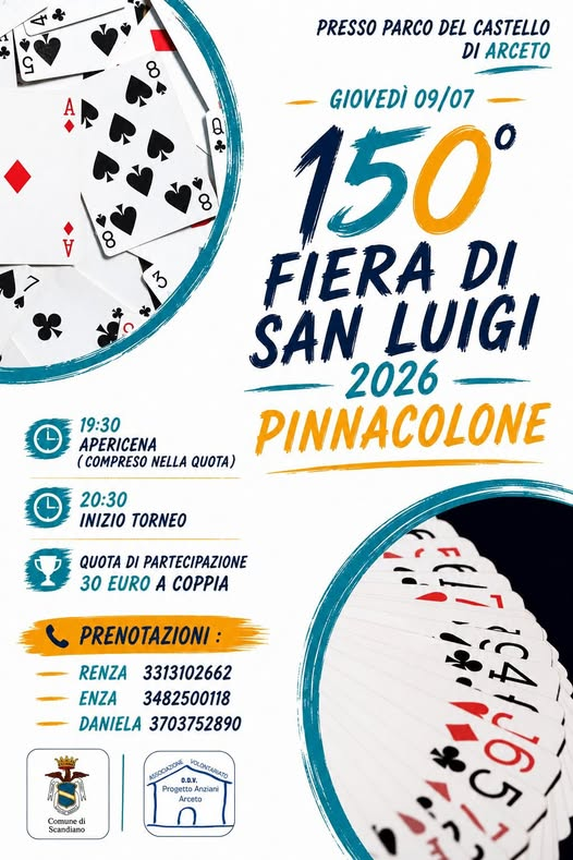 150ª Fiera di San Luigi – Torneo "Pinnacolone", Arceto (Scandiano), 9 Luglio 2026